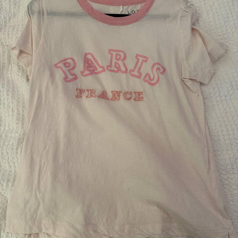LOFT Pink Paris Graphic Short Sleeve Tee
